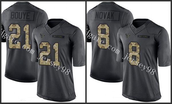 

houston texans red 8 nick novak 21 a.j. bouye black anthracite salute to service stitched nfl men women youthjersey, Black;red