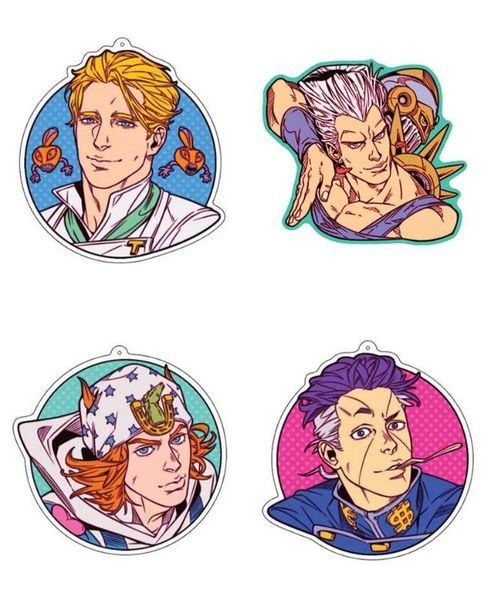 

japan bizarre adventure higashikata josuke anime cartoon keychain pendant acrylic keyring cosplay decor halloween gifts, Silver