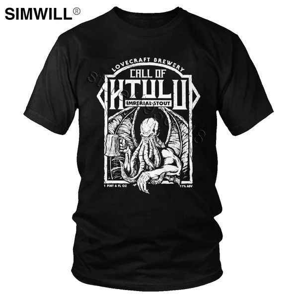 

retro cthulhu t-shirt fashion 100% cotton t shirts men's short sleeve o-neck call of ktulu tee lovecraft brewery tshirt gift