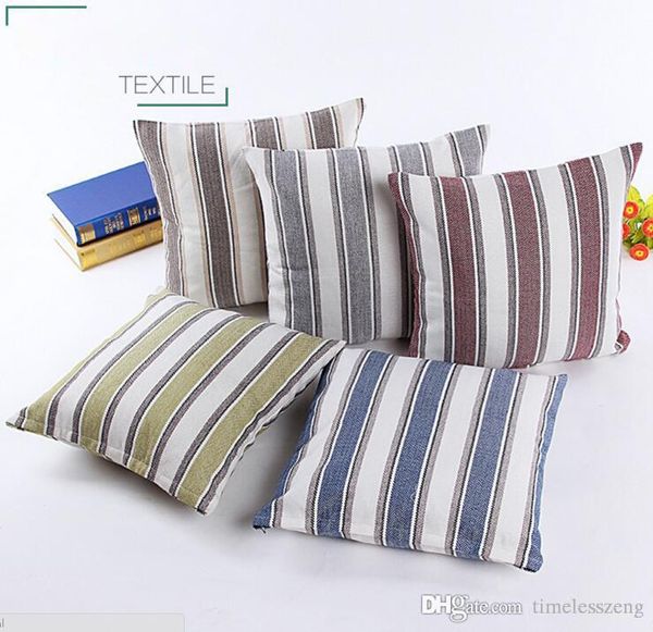 

classic chromatic stripe linen pillow cases modern concise style cushion cover 5 colors home office pillowcase decoration