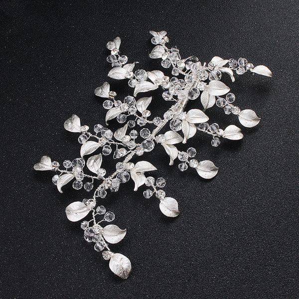 

elegant leaf-shape rhinestone bride hair comb starry wedding hair accessories jewelry for party my859, Golden;silver