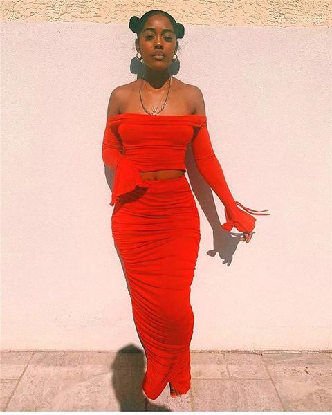 

stacked 2pcs dress woman summer designer flare sleeve blackless sets women tube with irregular skirt suits womens sexy, White