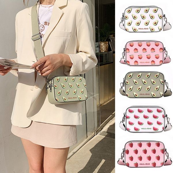 

women cartoon fruit print handbags small box shape shoulder bags ladies sweet crossbody fashion messenger bags fashion