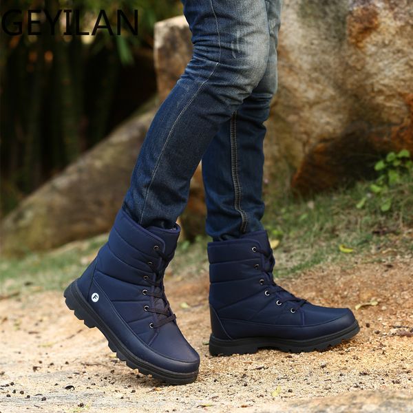 

outdoor winter waterproof snow men boots lovers shoes fur plush warm male casual women mid-calf couples boots size 36-46, Black