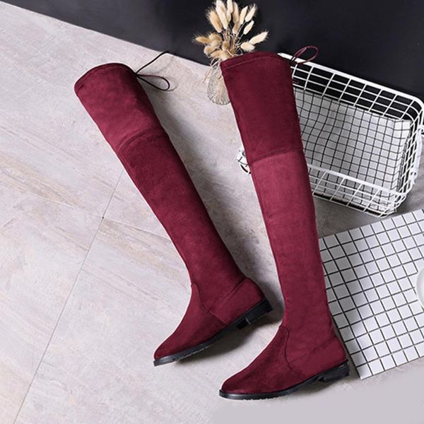 

weiqiaona 2020 winter flock women shoes low heel round toe over knee-high boots snow shoes ladies warming, Black