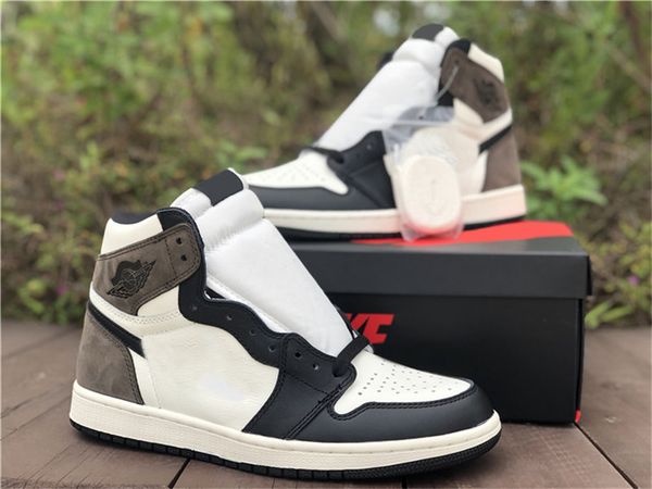 

authentic 1 high og dark mocha basketball shoes men women sail dark mocha black travis scott zapatos sneakers sports with original box 36-47
