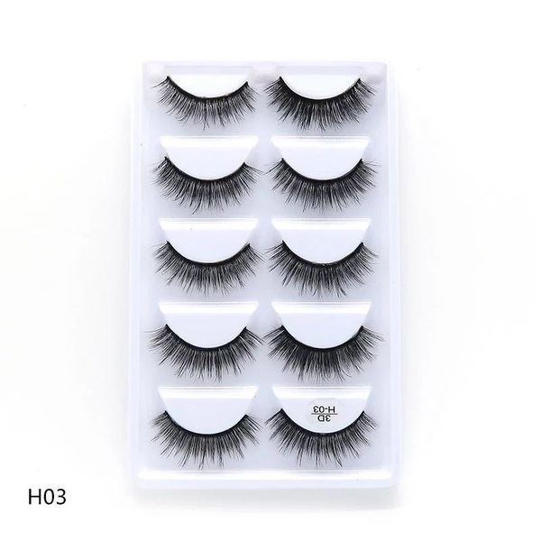 

false eyelashes full 5 pairs one box 3d mink hair natural thick long eye lashes wispy makeup beauty extension tools h03