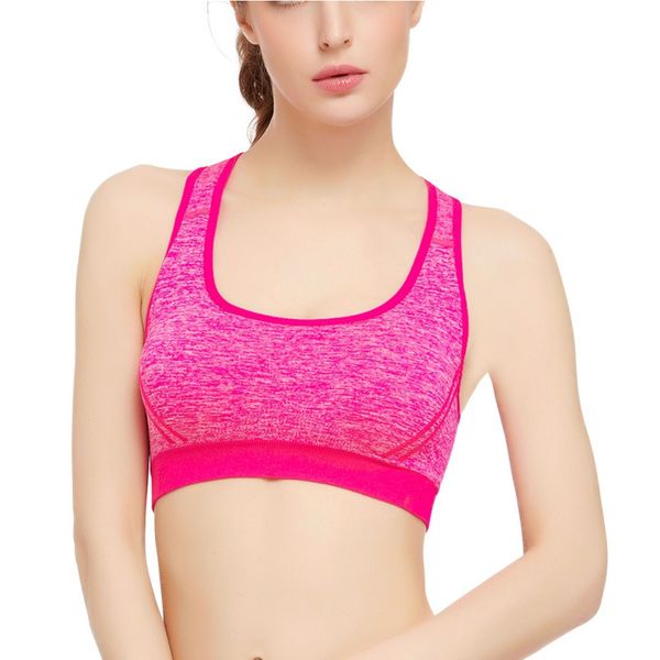 

casual fitness stretch seamless solid color tank women lady quick dry padded bra, Black;white