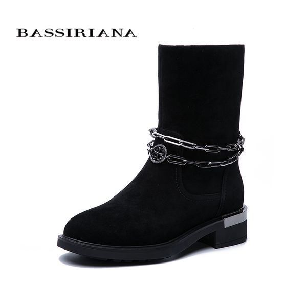 

boots bassiriana 2021 women's suede short rubber non-slip flat shoes black