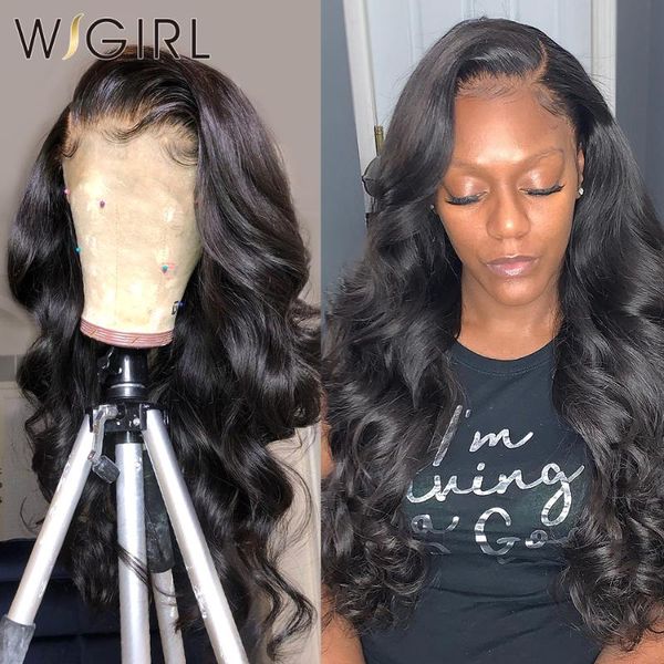 

lace wigs wigirl 26 inch 13x4 front human hair pre plucked brazilian body wave remy frontal wig for black women, Black;brown