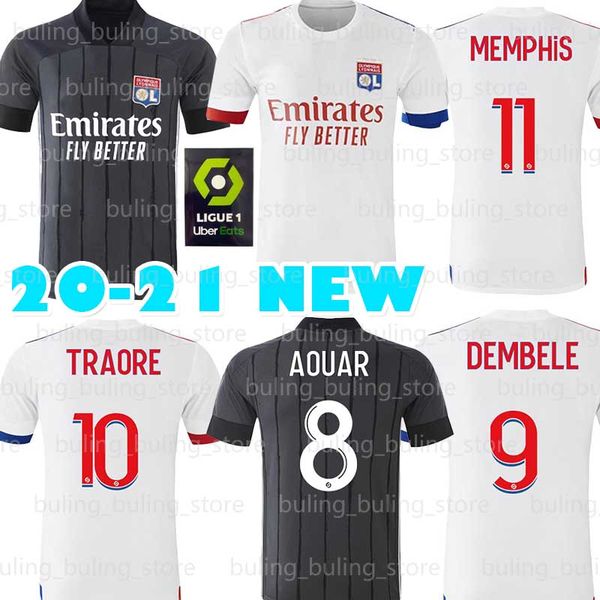 

2020 2021 olympique lyonnais soccer jerseys 11 memphis 10 traore fekir football shirt 20 21 ol lyon aouar maillot de foot men kids, Black;yellow