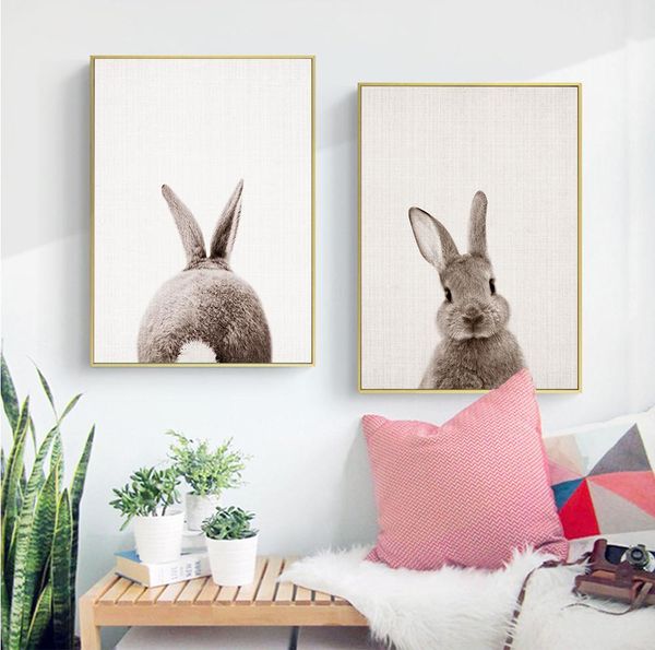 

animal posters and prints cute bunny rabbit wall art picture canvas poster nordic decoration home room decor painting
