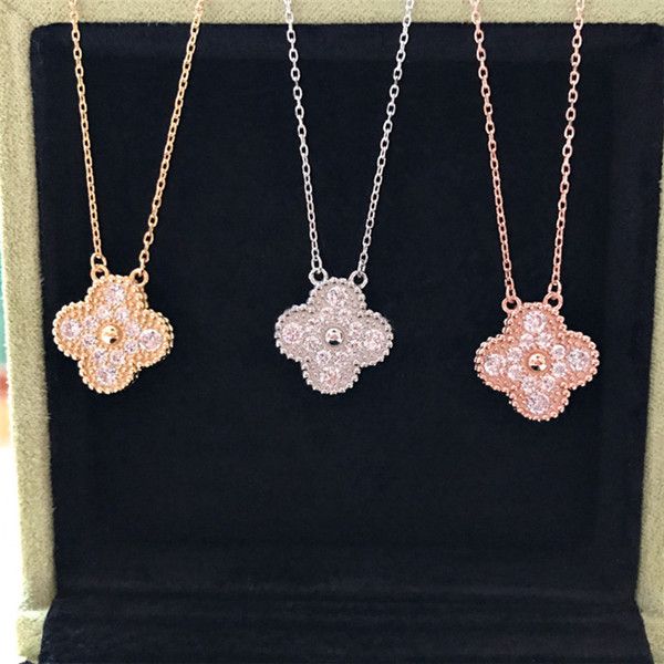 

sterling silver clover necklace fashion crowd pendant clavicle chain japanese and korean net red lucky grass neck chain