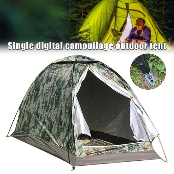 

portable single camouflage camping tent outdoor travel fishing hiking h7jp