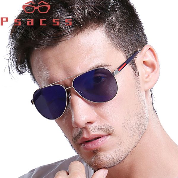 

psacss classic pilot polarized sunglasses men alloy+tr90 frame sun glasses for male driving fishing lentes de sol hombre uv400, White;black