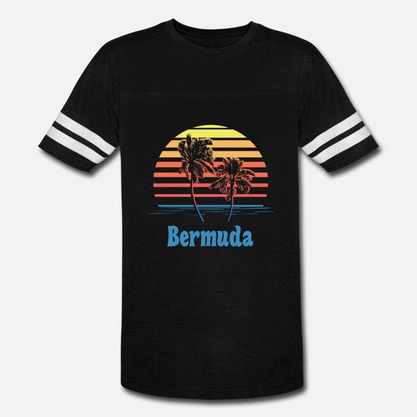 

bermuda sunset palm trees beach vacation t shirt men print short sleeve s-3xl fit anti-wrinkle breathable spring standard shirt