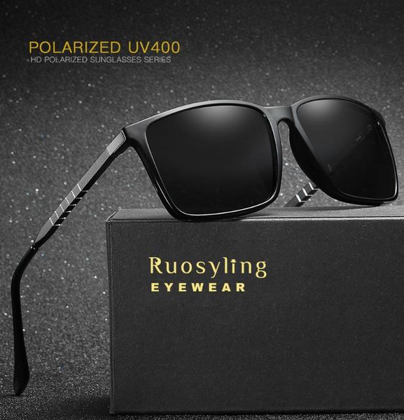 

ruosyling polarized sunglasses men uv 400 2020 luxury square men driving sunglasses vintage ultralight matte beach, White;black