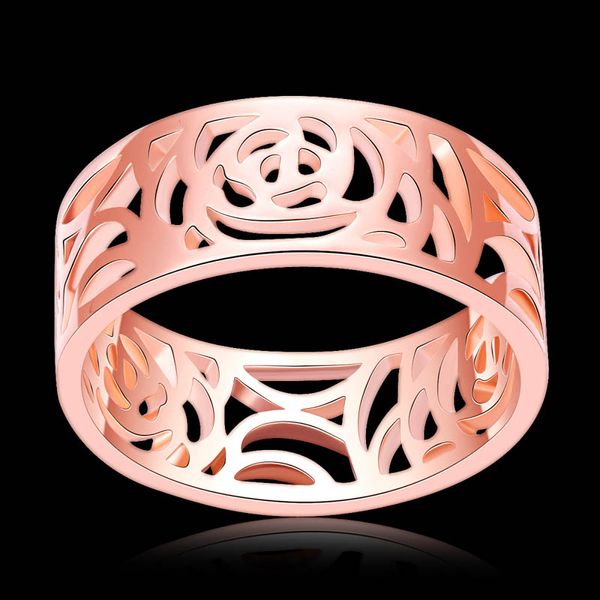 2021 Hollow flor amantes casamento diamante amor anéis 18k rosa rosa ouro enchido anel anillo tamanho 6,7,8,9 para mulheres