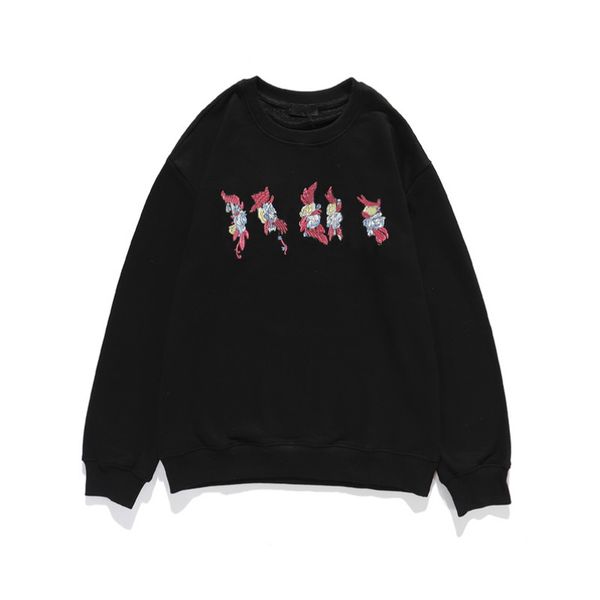 

20ss new men sweatshirts fashion letter embroidery with flower pullover mens casual solid color autumn winter hoodies, Black