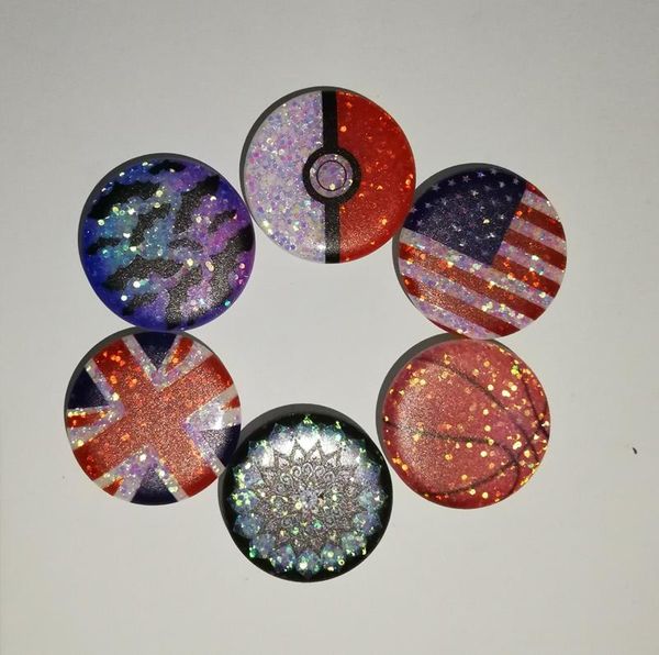 

cgjxs20pcs new shining glitter cell phone holder round grip expandable phone stand holder phone bracket with 3m glue opp bag packaging