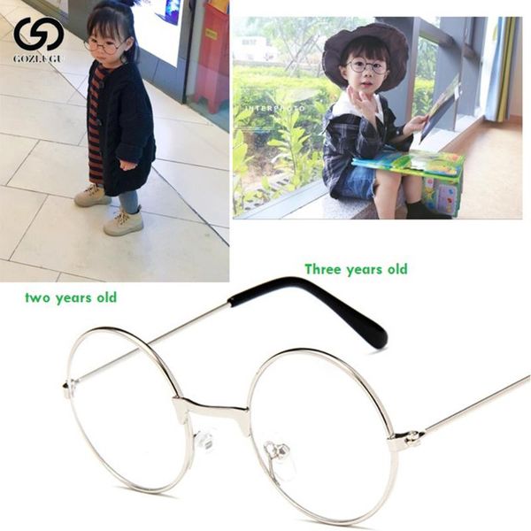 

gozlugu fashion round children glasses frame baby boys girls eyeglasses frame vintage kids clear lens optical spectacle 2-7 old, Black