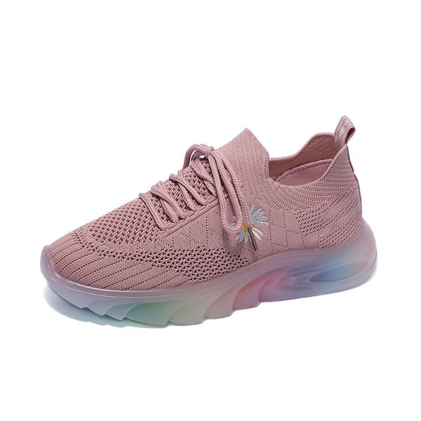 

2020 new sneakers shoes woman floral women shoes mesh breathable flying lace up soft bottom students casual plus size, Black