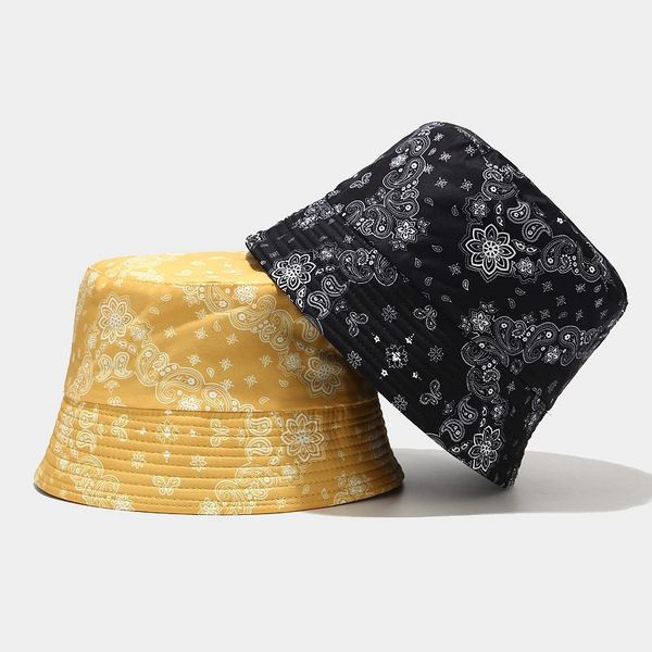

cashew print double sided black bucket hats for women men fashion harajuku panama fishing fisherman hat hip hop caps bucket cap, Blue;gray