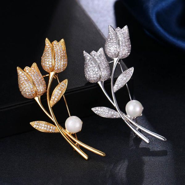 

large rose brooch pin pearl flower brooches for women dress wedding bridal pin fashion jewelry, Gray
