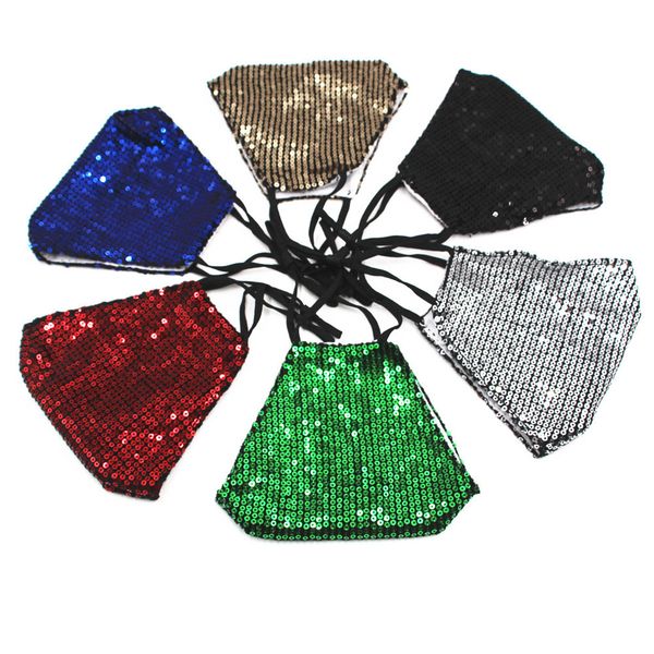 

2020 fashion sequins colorful face mask women thin breathable dustproof mask hanging ear mask double layer cotton face shields wholesale