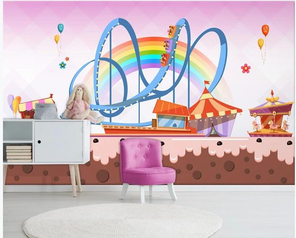 

3d wallpaper custom mural on the wall roller coaster carousel playground children's room home decor p wallpaper for walls 3 d