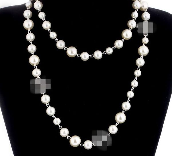 

new women fashion necklace natural pearl necklace sweater multilayer diamond necklace pendants import crystal brooch bridal jewelry, Silver