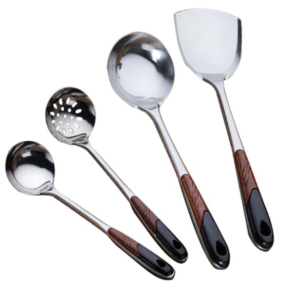 

4pcs home use stainless steel outdoor kitchen cookware set hanging spatula spoon