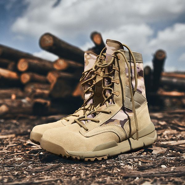 

hiking shoes men outdoor waterproof non-slip climbing leather desert camouflage camping travel mountain trekking shoes woman