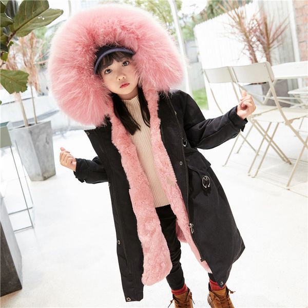 

jkp 2020 new real fur pie to overcome winter fashion jacket children children raccoon fur collar coat boy girl jacket, Blue;gray