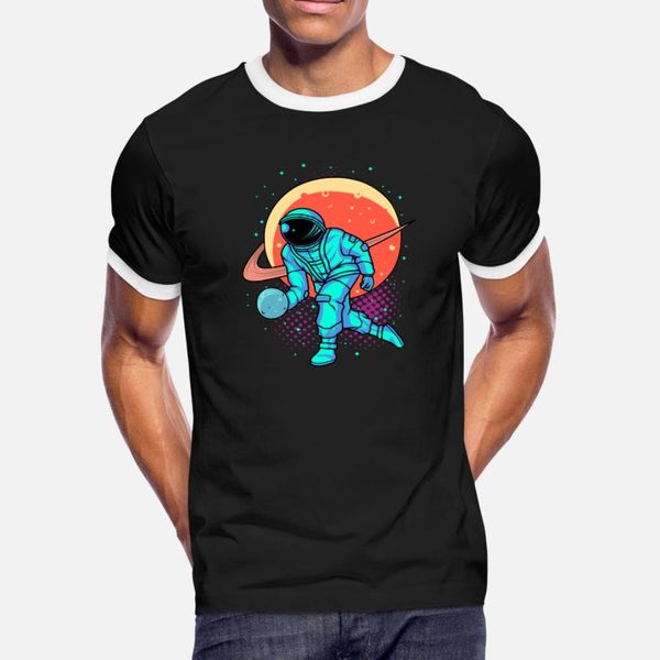 

retro bowling astronaut strike in space t shirt men printed tee shirt s-xxxl natural fit comfortable summer style standard shirt
