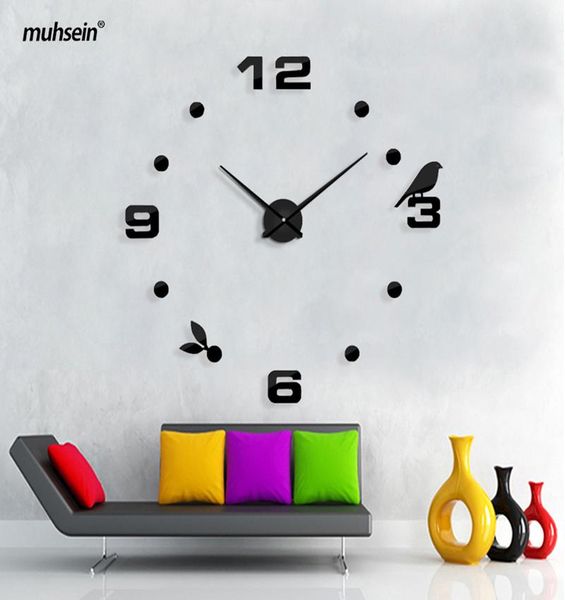 

decor orologio muhsein livingroom factory diy wall watch black clock quartz new 2020 bird cat modern creative home muro slieq