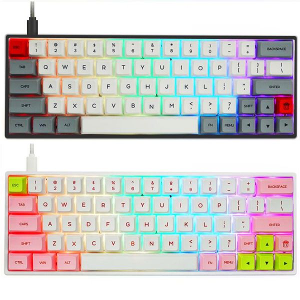 

gk64x gk64 kailh silent red brown switch swappable switch custom mechanical keyboard rgb leds type c split spacebar