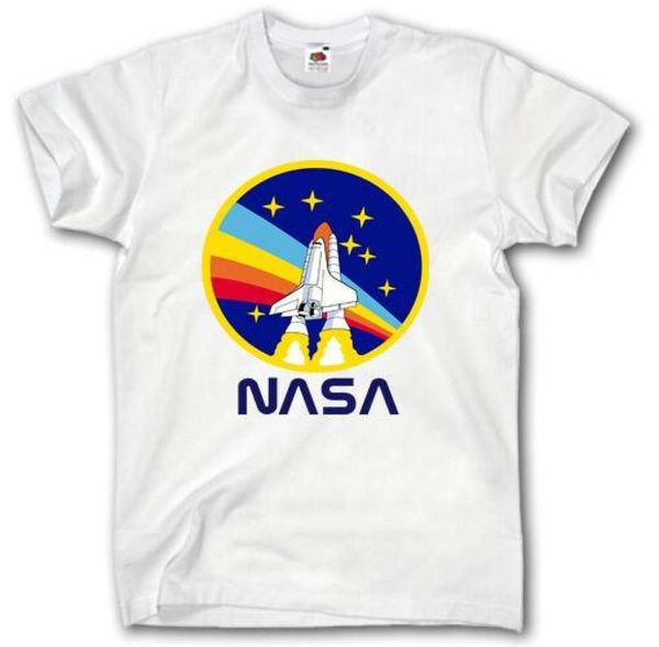 

nasa space shuttle t shirt challenger discovery cosmos galaxy, White;black