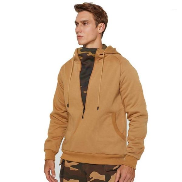 

casual slim solid color long sleeve hooded pullover sweatshirts street style mens clothing fashion mens designer hoodies, Black