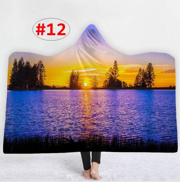 

kids sea mountain print hooded blanket warm cape blanket 150*130cm