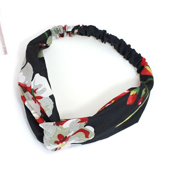 

6 styles women boho headbands flower printed hair bands elastic head band fashion twisted cross head wrap girls hair accessories, Silver