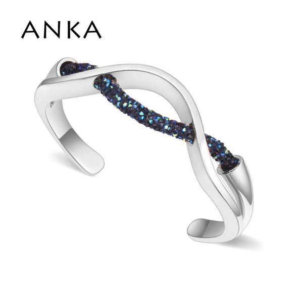 

anka brand fashion cross crystal mesh dust bangles for women luxury wedding party jewelry girl gift #129456, Black