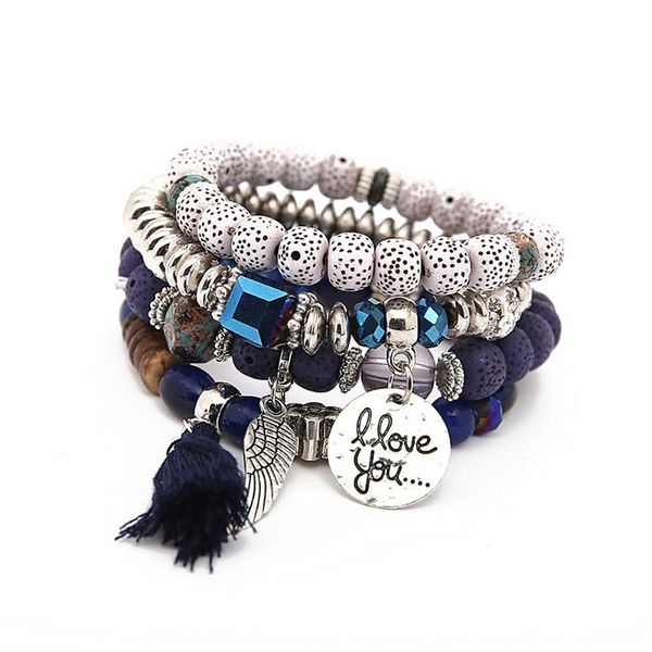 

stone bead bracelets for women vintage bracelet female jewelry tassel natural stone charms wristband gift pulseira feminina, Black