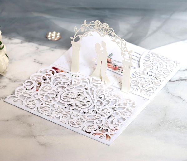 

50pcs fancy hollow out stereoscopic romantic card invitation card greeting customize business with rsvp party supplies
