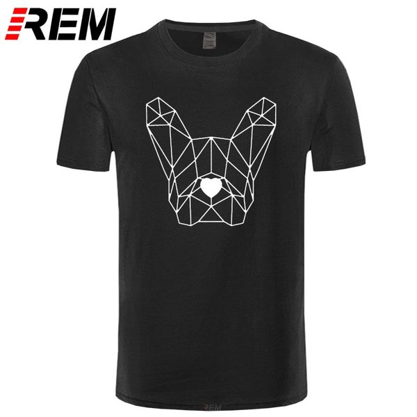

rem geometric polygon dog head t-shirt french bulldog pet t shirts simple line art tshirt minimalism mens short tees