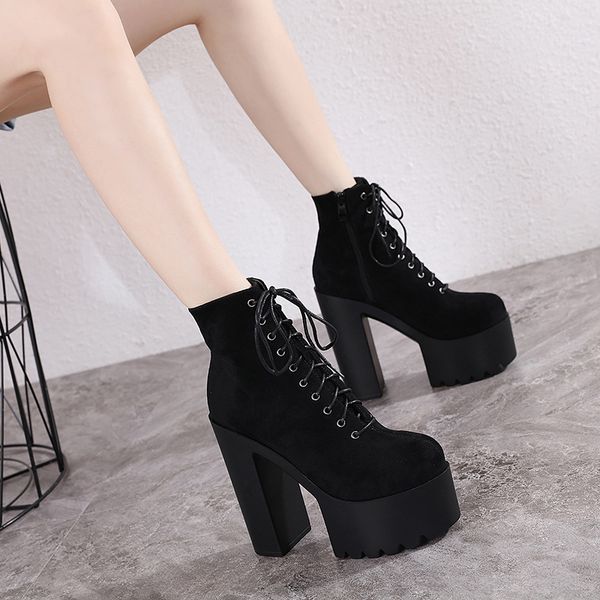 

white ankle boots boots-women women shoes autumn winter footwear booties ladies clogs platform round toe zipper low, Black