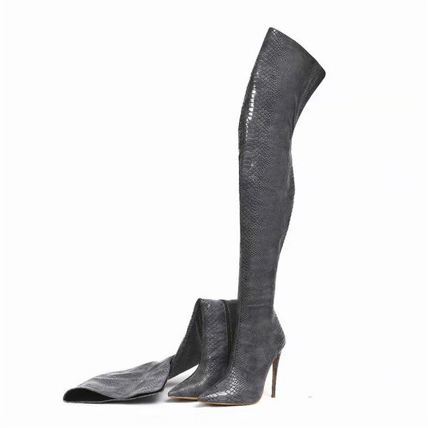 

boots autumn 2021 yechne winter women stretch slim thigh high fashion over the knee heels shoes woman sapatos, Black