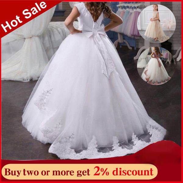 

white bridesmaids dress for girls elegant ball gowns party evening princess wedding children's girl dresses clothing 10 14 years, Red;yellow