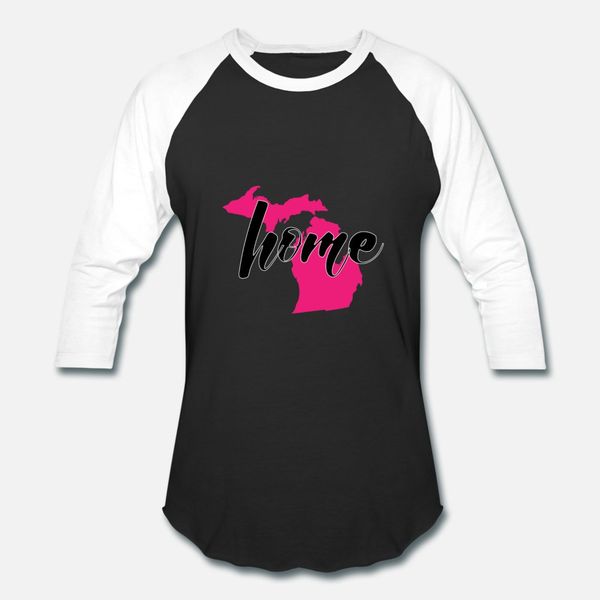 

michigan my home in the pink t shirt men printing short sleeve o-neck trend interesting breathable summer style standard shirt