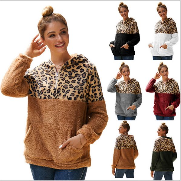 

2020 women sherpa hoodies double sides fleece pullover hooded sweater sport autumn winter warm outwear with pocket coats clothes e82002, White